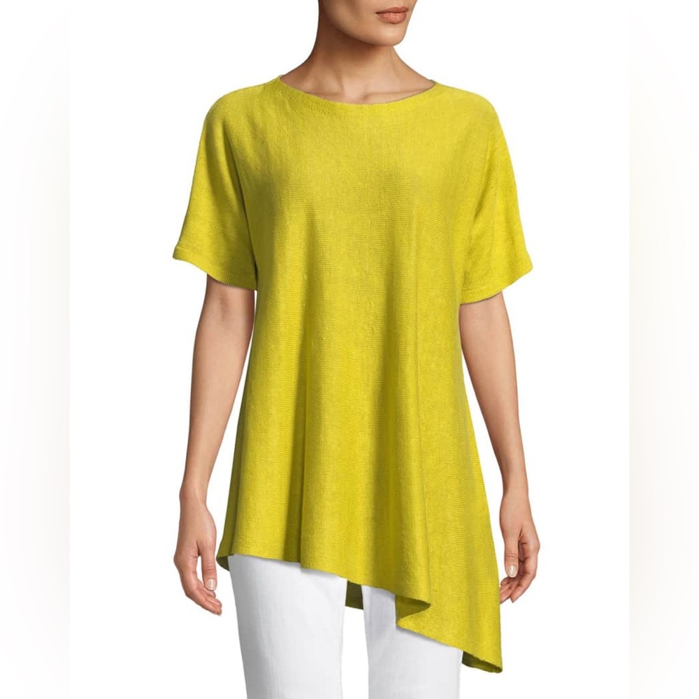 Eileen Fisher yellow asymmetric tunic top size xxs